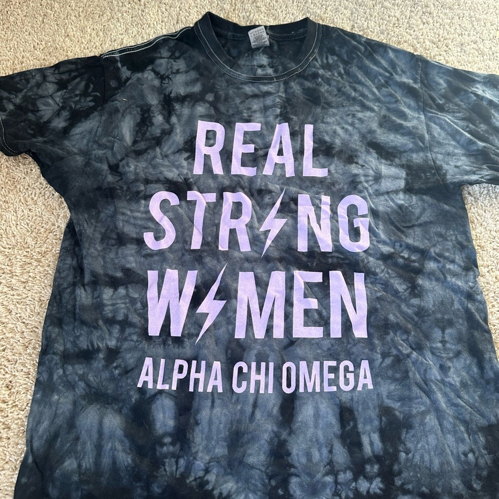 Alpha Chi Omega Black and Purple Tie-Dye Shirt